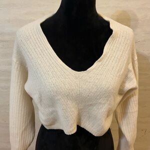 Free People 100% Cashmere 
Cropped Ribbed Sweater